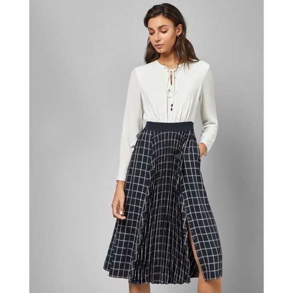 Ted Baker Dresses & Skirts - Ted Baker FANCESA Midi Dress with Checked Skirt